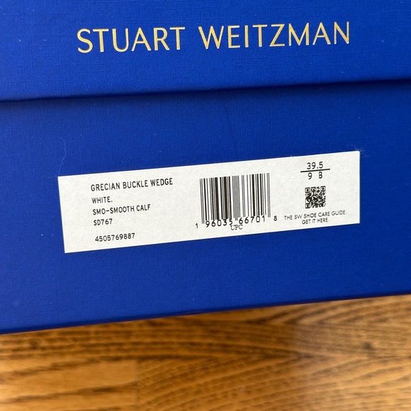 Stuart Weitzman 'Grecian' Buckle Wedge Sandal‎ White Womens 9B - Picture 8 of 8